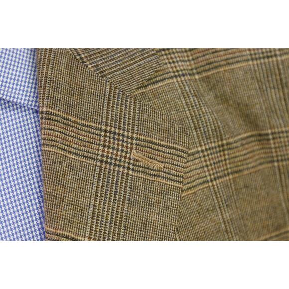 Bespoke Tailored Full Canvas Blazer Wool Cashmere Loro Piana Brown Plaid 46L - Picture 5 of 11